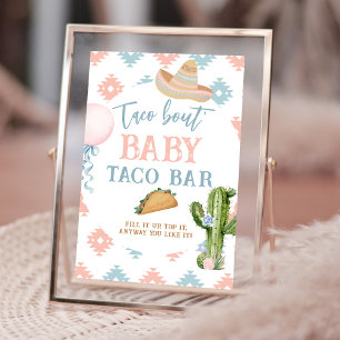 Taco Bout Baby Blaues und Rosa Taco-Bar-Schild Fotodruck
