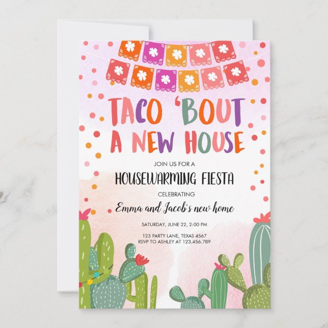 Taco Bout Ein neues Haus Party Fiesta Einladung (Vorderseite)