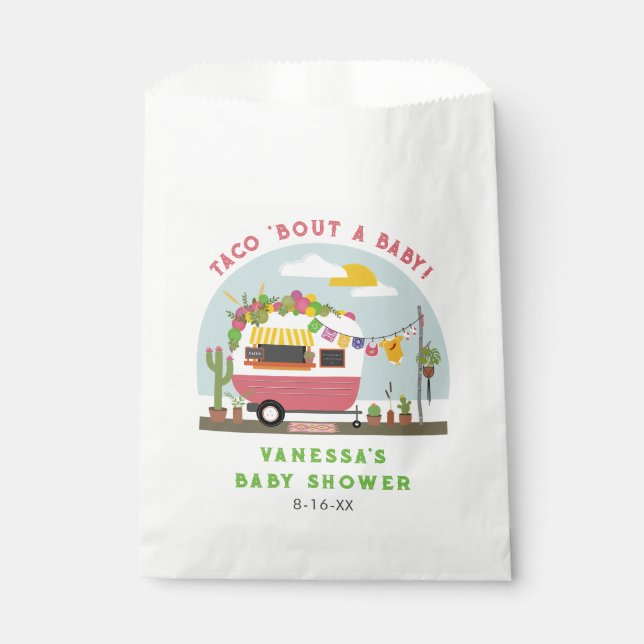 Taco Bout eine Baby Hot Pink Girl Baby Dusche Geschenktütchen (Vorderseite)