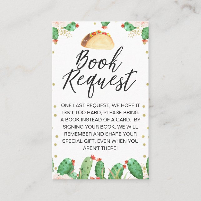 Taco Bout eine Babydusche Buchungsanfrage Visitenkarte (Vorderseite)