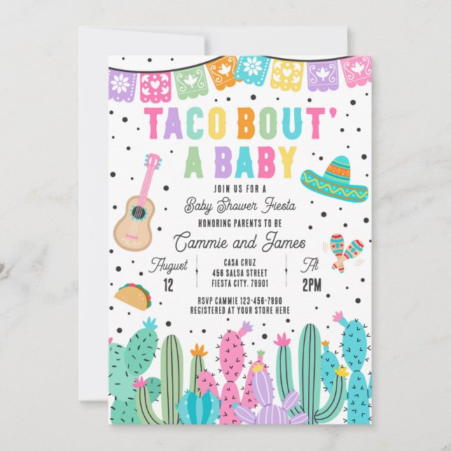 Taco Bout' eine mexikanische Fiesta Baby-Dusche Einladung (Vorderseite)