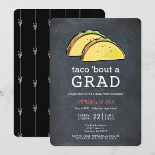 Taco Bout GRAD Chalkboard Black Graduation Party Einladung