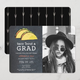 Taco Bout GRAD Foto Chalkboard Schwarzer Abschluss Einladung