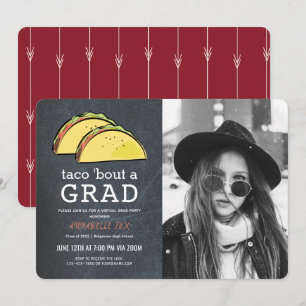 Taco Bout GRAD Foto Chkbd Red Virtual Abschluss Einladung