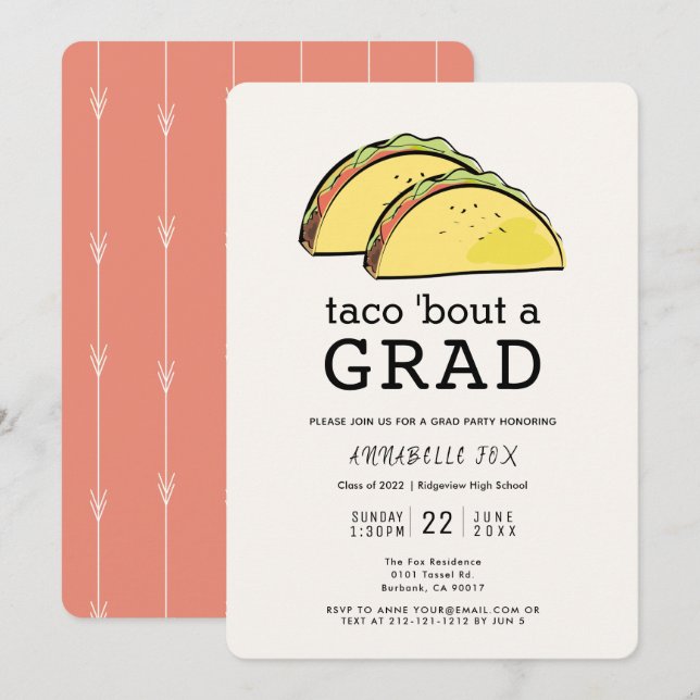 Taco Bout GRAD Graduierungspartei Einladung (Vorne/Hinten)