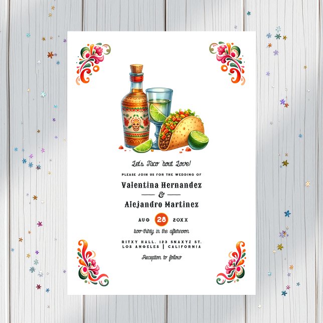 Taco 'bout Liebe: Bold Fiesta Wedding Einladung (Taco 'bout Love: Bold Fiesta Wedding Invitation)