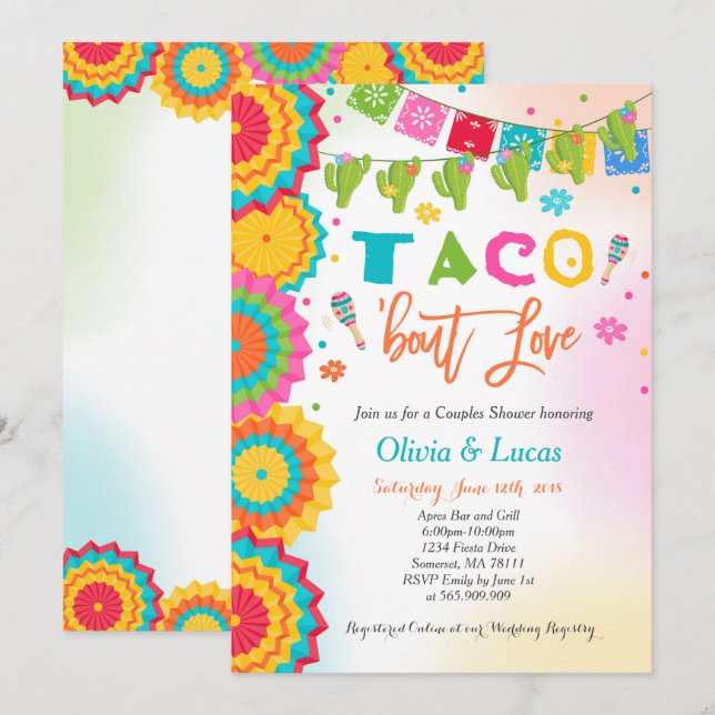 Taco Bout Liebe Einladung Paare Fiesta Dusche (Vorne/Hinten)