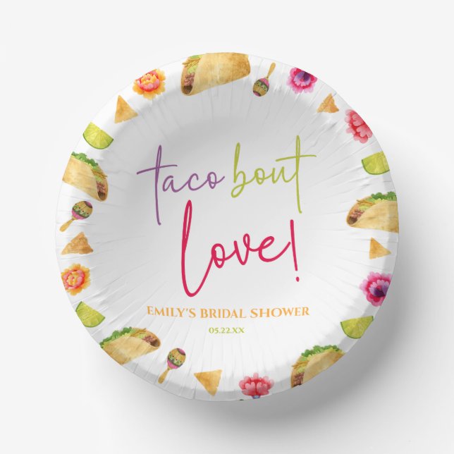 Taco Bout Liebe! Fiesta Brautparty Pappteller (Vorderseite)