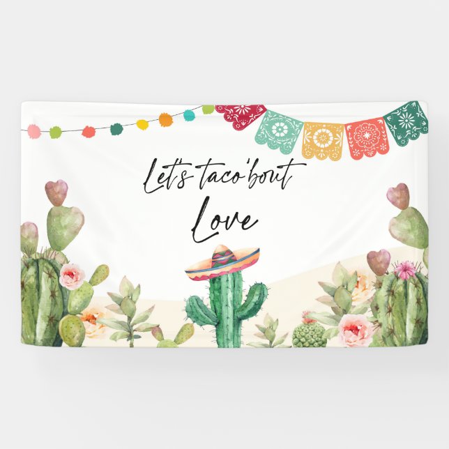 Taco Bout Liebe Fiesta Cactus Duschvorhang Banner (Horizontal)