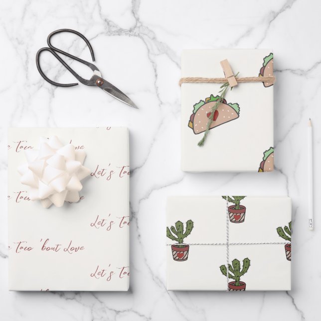 Taco 'bout Liebe Fiesta Cactus Geschenkpapier Set (Vorderseite)