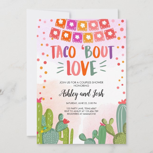 Taco Bout Liebe Fiesta Paare Dusche Einladung (Vorderseite)