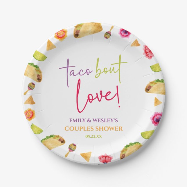 Taco Bout Liebe! Fiesta Wedding Couples Dusche Pappteller (Vorderseite)