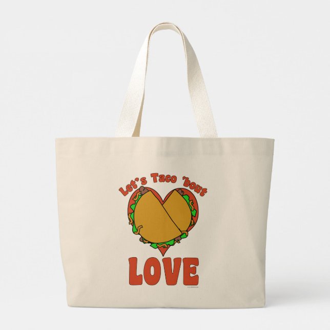 Taco Bout Liebe Funny Food Cartoon Motto Jumbo Stoffbeutel (Rückseite)