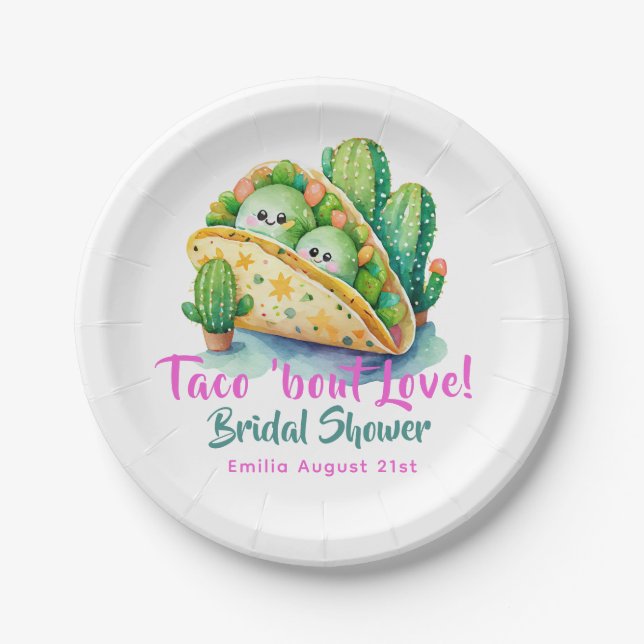 Taco 'Bout Liebe! Letztes Party Brautparty Pappteller (Vorderseite)