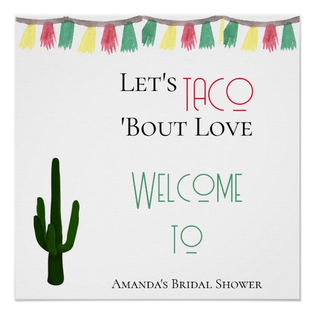 Taco Bout Liebe Mexican Cactus Fiesta Brautparty Poster (Vorderseite)