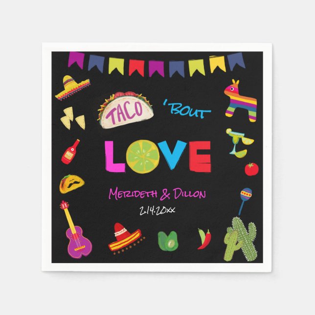 Taco Bout Liebe Mexican Fiesta Streifen Serviette (Vorderseite)