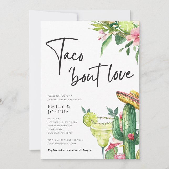 Taco Bout Liebe Mexikanische Paare Dusche Einladung (Vorderseite)