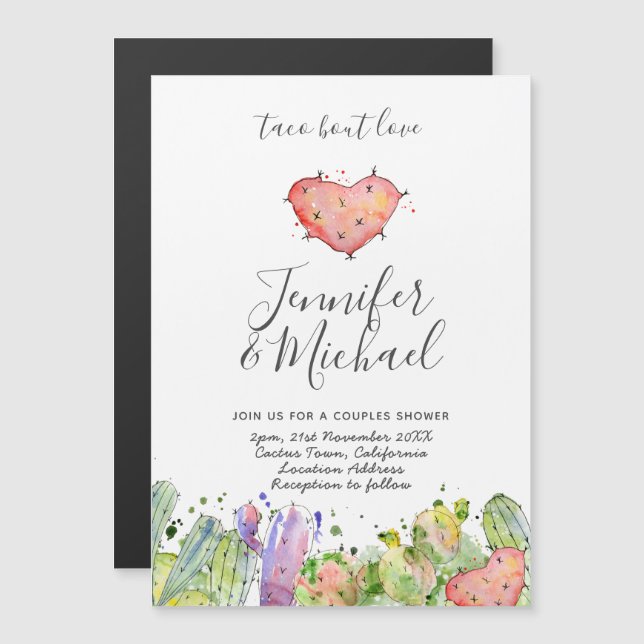Taco Bout Liebe - Moderne Fun Fiesta Wedding Invit Magneteinladung (Vorne/Hinten)