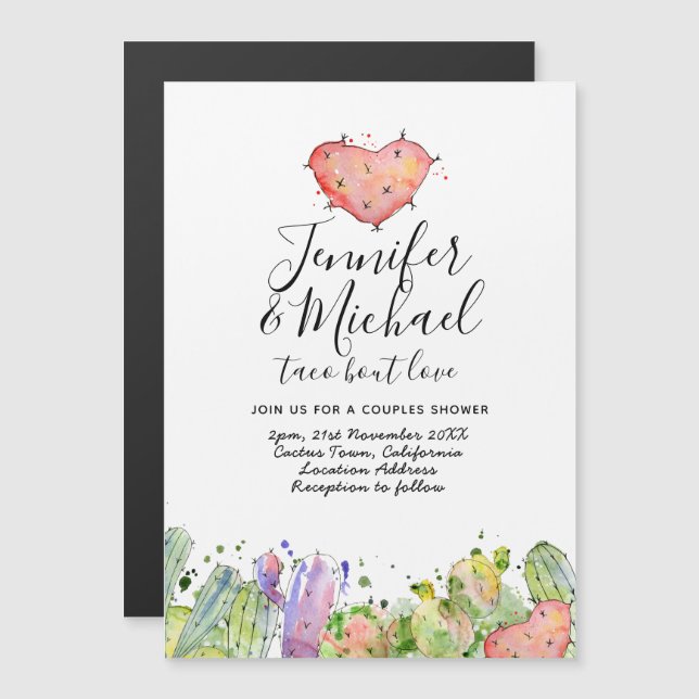 Taco Bout Liebe - Moderne Fun Fiesta Wedding Invit Magneteinladung (Vorne/Hinten)