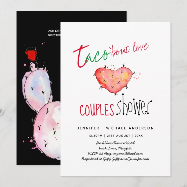TACO BOUT LIEBE Moderner Spaß Hochzeit Fiesta Einladung (Vorne/Hinten)
