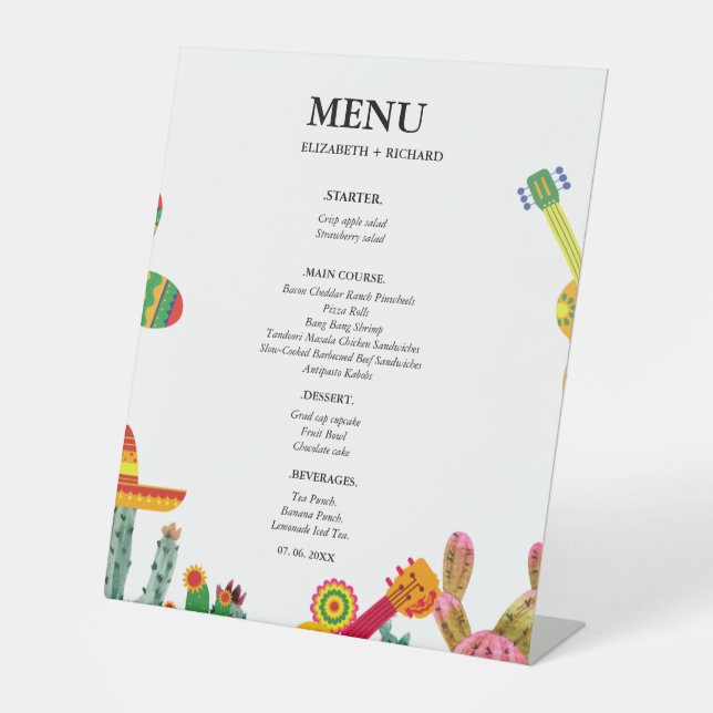 Taco bout Liebe Paar Dusche Brautparty Sockelschild (Vorderseite)