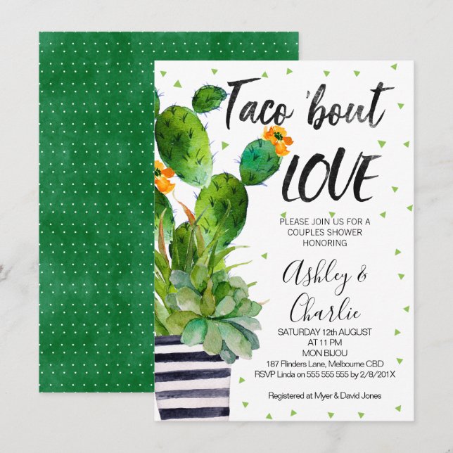 Taco Bout Liebe Paare Dusche Einladung (Vorne/Hinten)