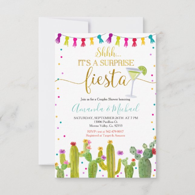 Taco 'Bout Liebe Paare Verlobung Cactus Fiesta Einladung (Vorderseite)