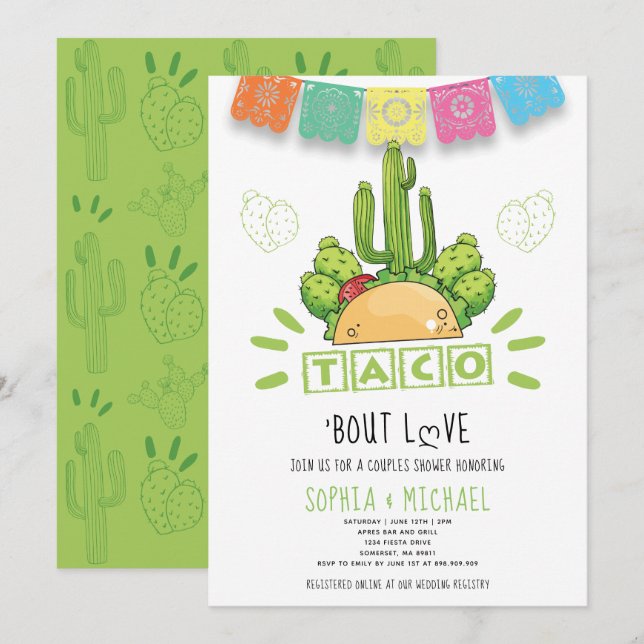 Taco 'Bout Liebe Paare Verlobung Fiesta Modern Einladung (Vorne/Hinten)