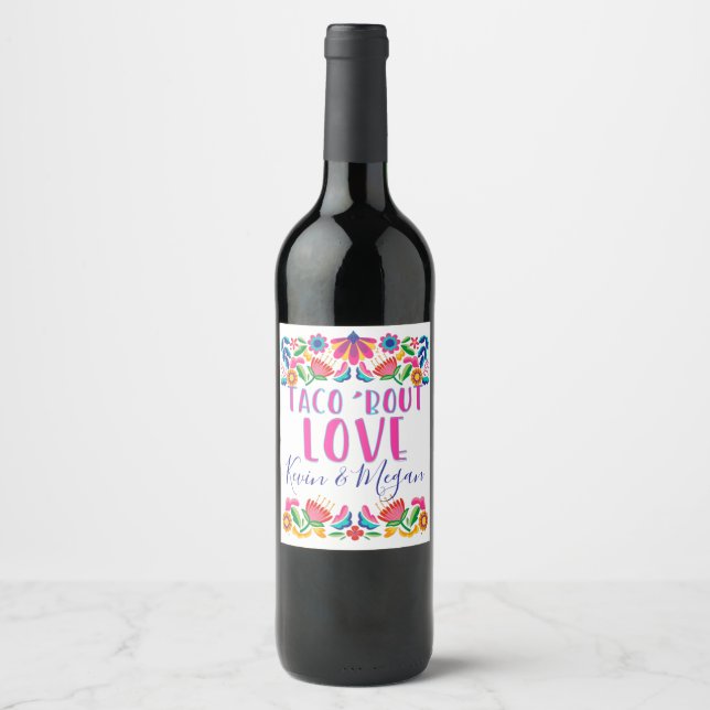Taco Bout Liebe Sommer Fiesta Paare Dusche Weinetikett (Vorderseite)