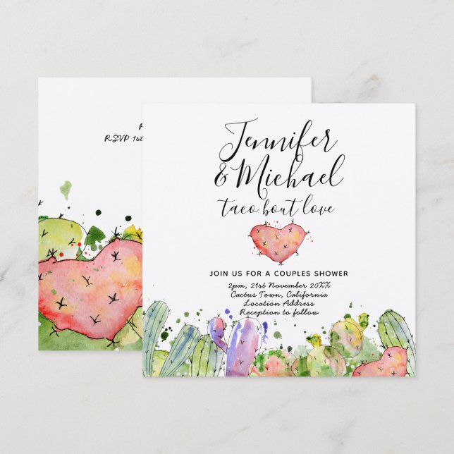 Taco Bout Love - Cartes d'invitation de mariage Fi (Devant / Derrière)