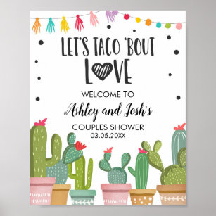 Taco Bout Love Couples Douche Cactus Affiche de bi