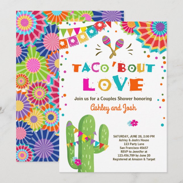 Taco Bout Love Fiesta Couples invitation douche (Devant / Derrière)