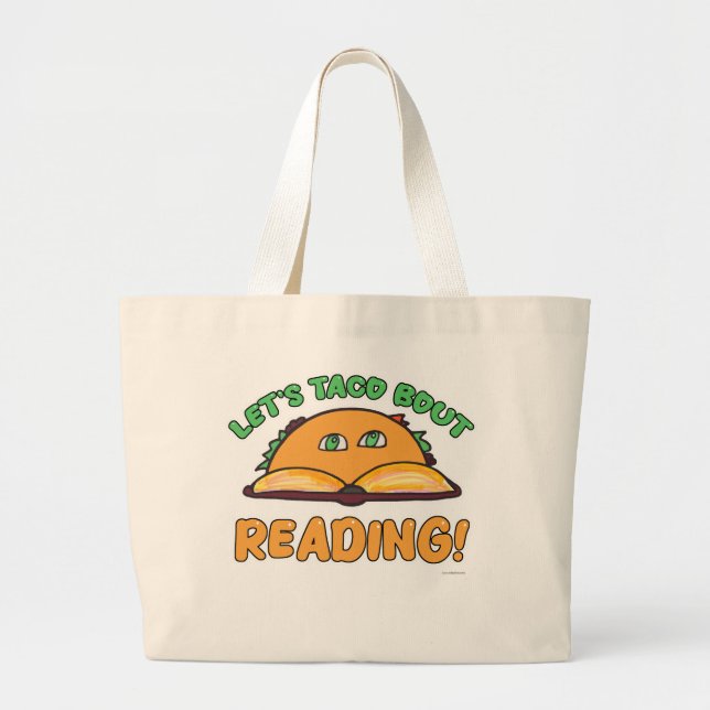Taco Bout Reading Fun Book Lover Cartoon Jumbo Stoffbeutel (Vorne)