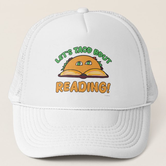 Taco Bout Reading Fun Cartoon Buch Kunst Truckerkappe (Vorderseite)