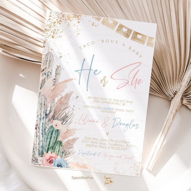 Taco Bout Un Baby shower Invitations Boho genre ré (taco bout baby shower invitation,gender reveal invites,boho pampas grass,fiesta baby shower invite,c)