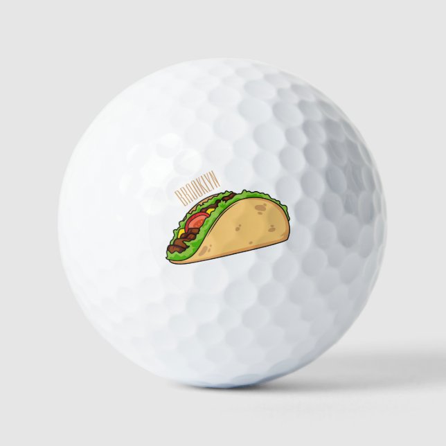 Taco-Cartoon-Abbildung Golfball (Vorderseite)