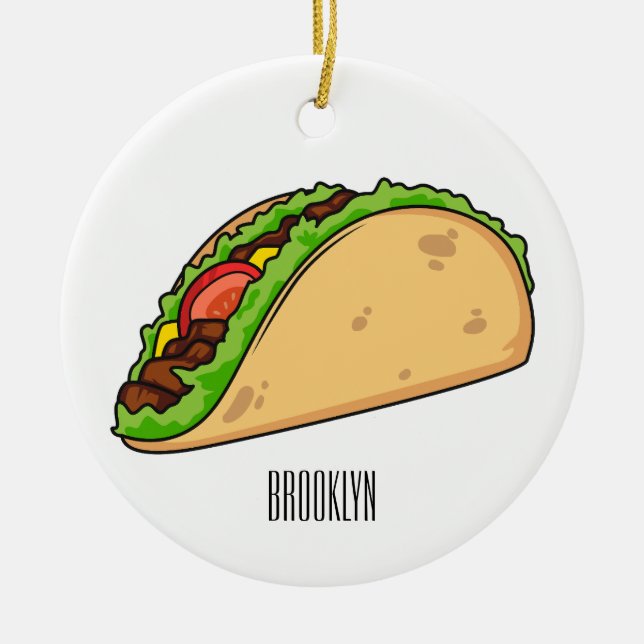 Taco-Cartoon-Abbildung Keramik Ornament (Vorne)