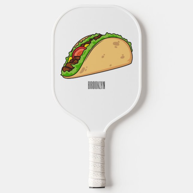 Taco-Cartoon-Abbildung Pickleball Schläger (Vorderseite)