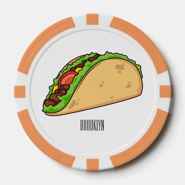 Taco-Cartoon-Abbildung Pokerchips (Vorderseite)