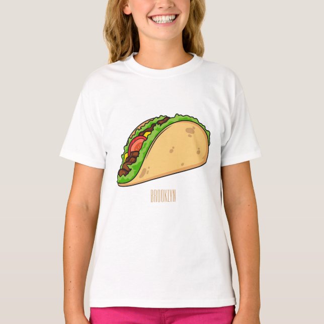 Taco-Cartoon-Abbildung T-Shirt (Vorderseite)