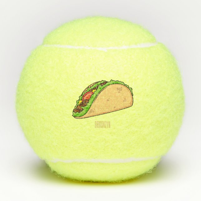 Taco-Cartoon-Abbildung Tennisbälle (Vorderseite)