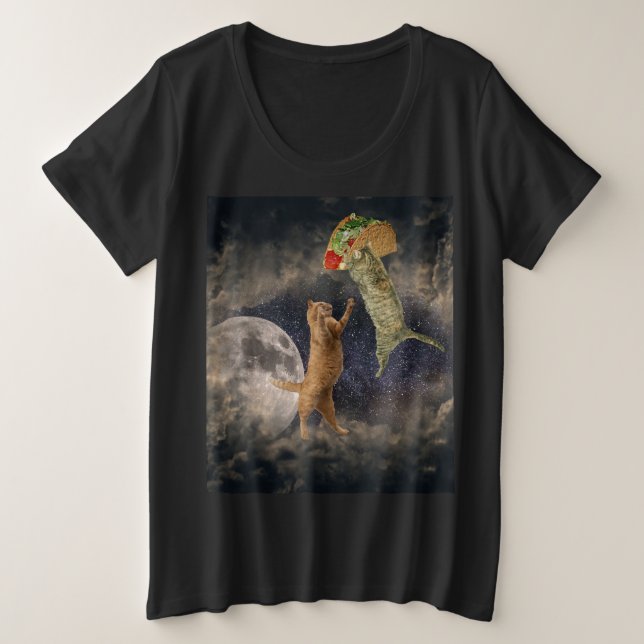 Taco Cats & the Moon & Universe Women's Plus-Shirt Große Größe T-Shirt (Design vorne)
