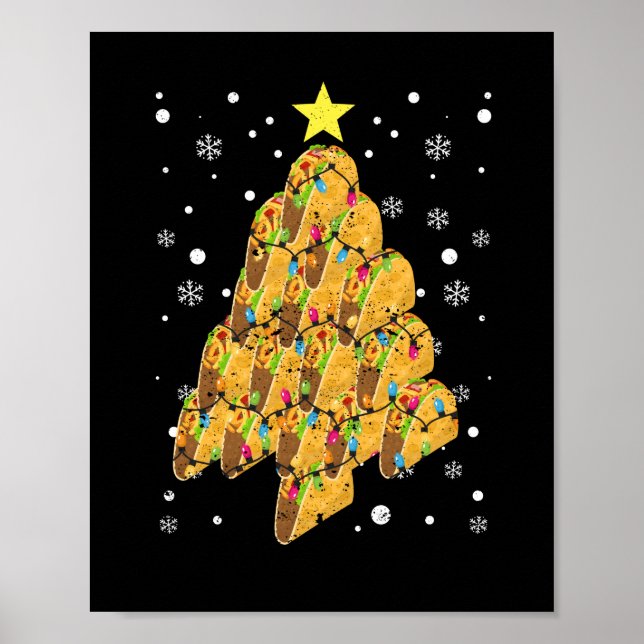 Taco Christmas Tree Xmas PJ Tacos Mexican Poster (Vorne)