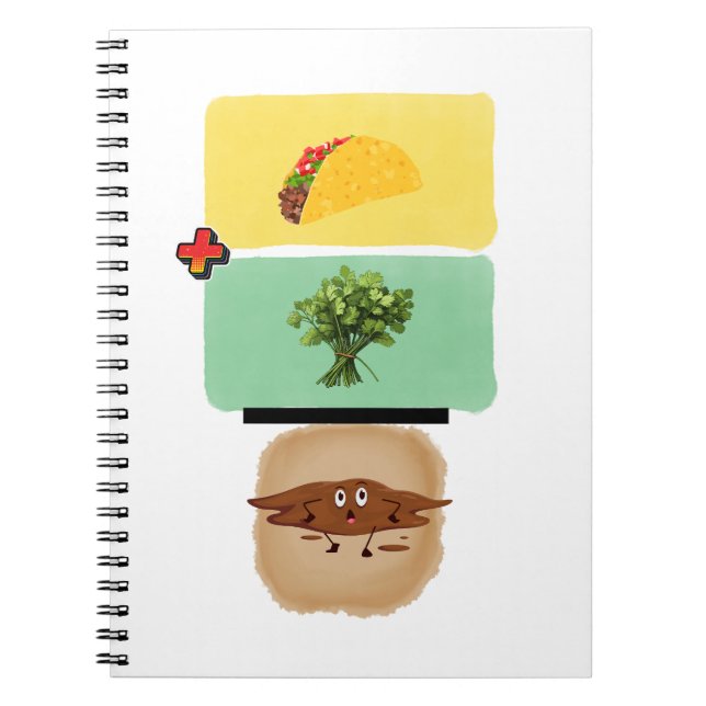 Taco + Cilantro = Diarrhoe-Notebook Notizblock (Vorderseite)