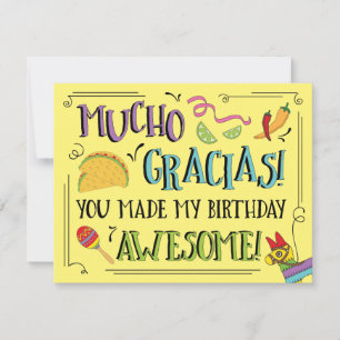 Taco Deux Jours Fête Carte de remerciements Annive