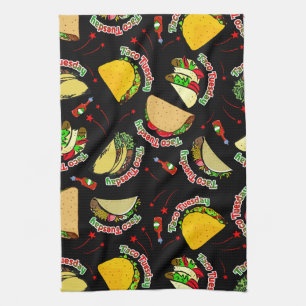 Taco Dienstag Hard und Soft Tacos Hot Sauce Black Geschirrtuch