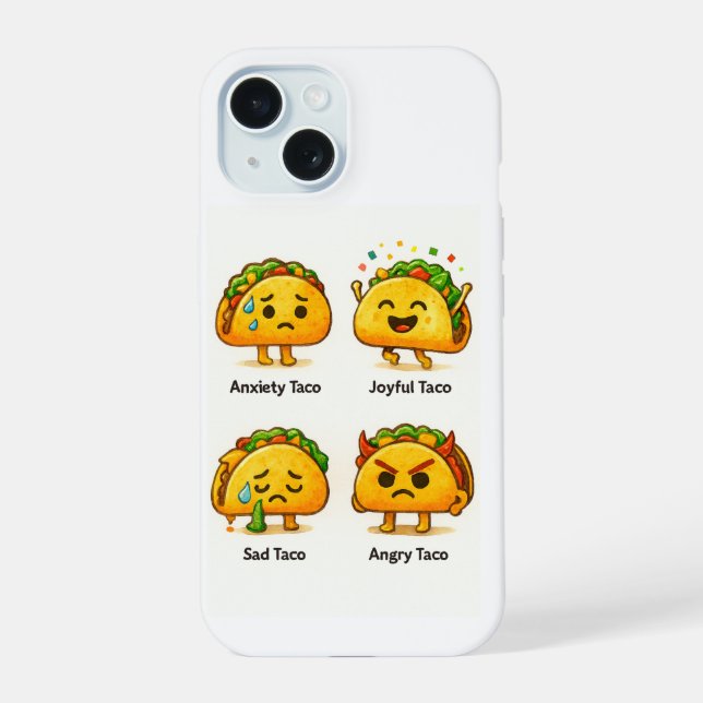 Taco Feelings Funny Four Moods of Tacos iPhone Cas (Verso)