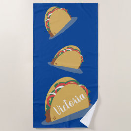 Taco Floating Name Blue Beach Handtuch