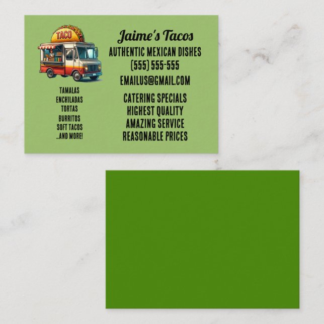 Taco Food Truck Visitenkarte (Vorne/Hinten)