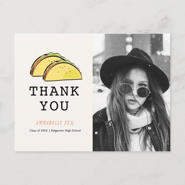 Taco Foto Vielen Dank Ankündigung Postkarte (Vorderseite)